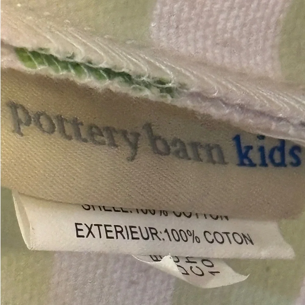 Pottery Barn Kids Canvas Tote Bag Striped Pink Green‎ Navy Blue Beach Toy Bag